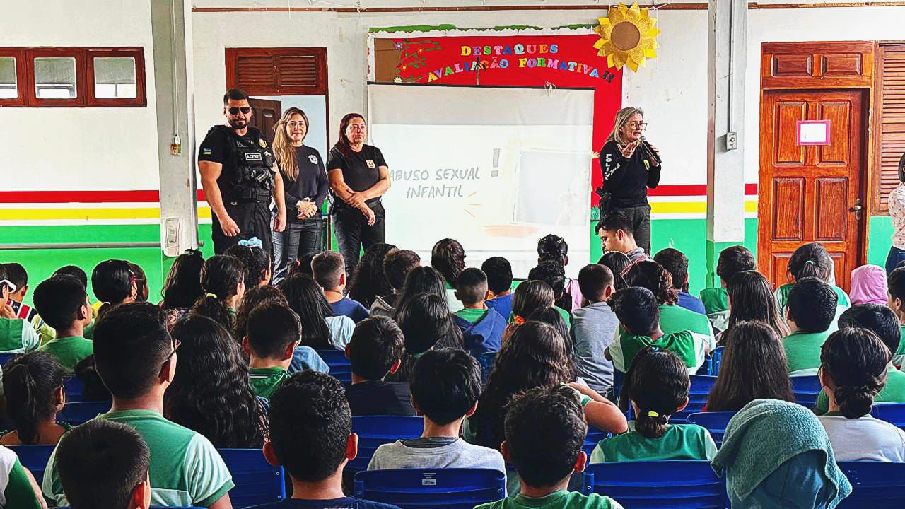 EM MACAPÁ, POLICIAIS CIVIS MINISTRAM PALESTRA NA ESCOLA MUNICIPAL ANA MARIA RAMOS